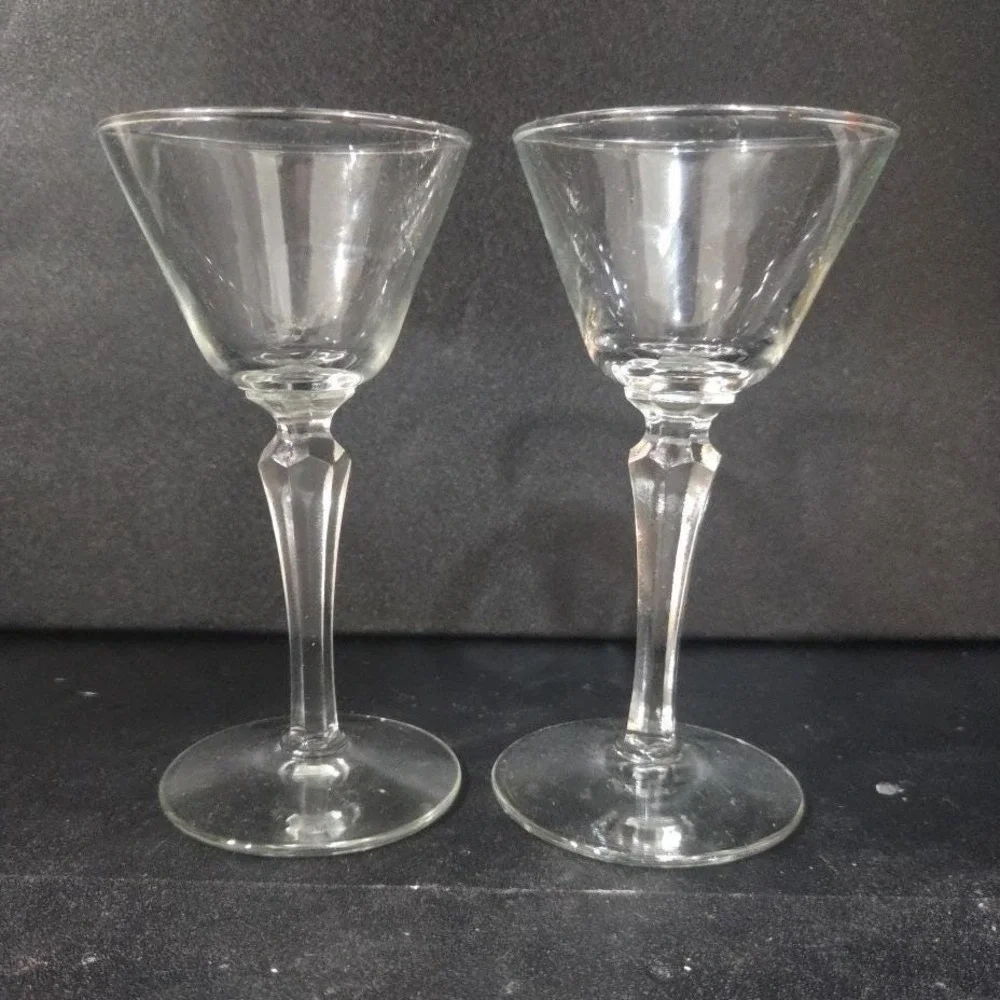Libbey Faceted Stem Cocktail Glasses,‎ Set of 2, Vintage Replacement Stemware